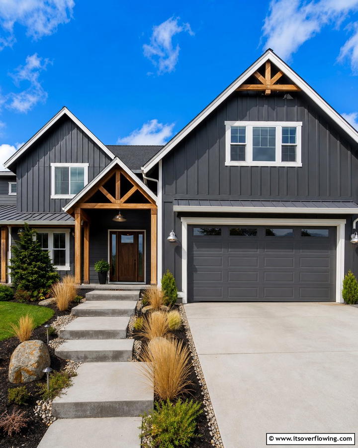 Charcoal Gray Board and Batten - 25 Board and Batten Siding Colors for Curb Appeal