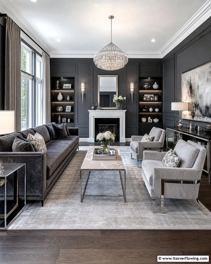 Charcoal Gray Living Room - 25 Monochromatic Color Schemes for Rooms