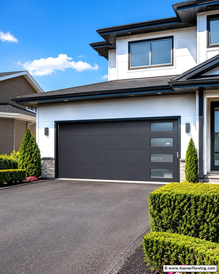 Charcoal Gray Modernity - 25 Garage Door Paint Ideas to Boost Curb Appeal