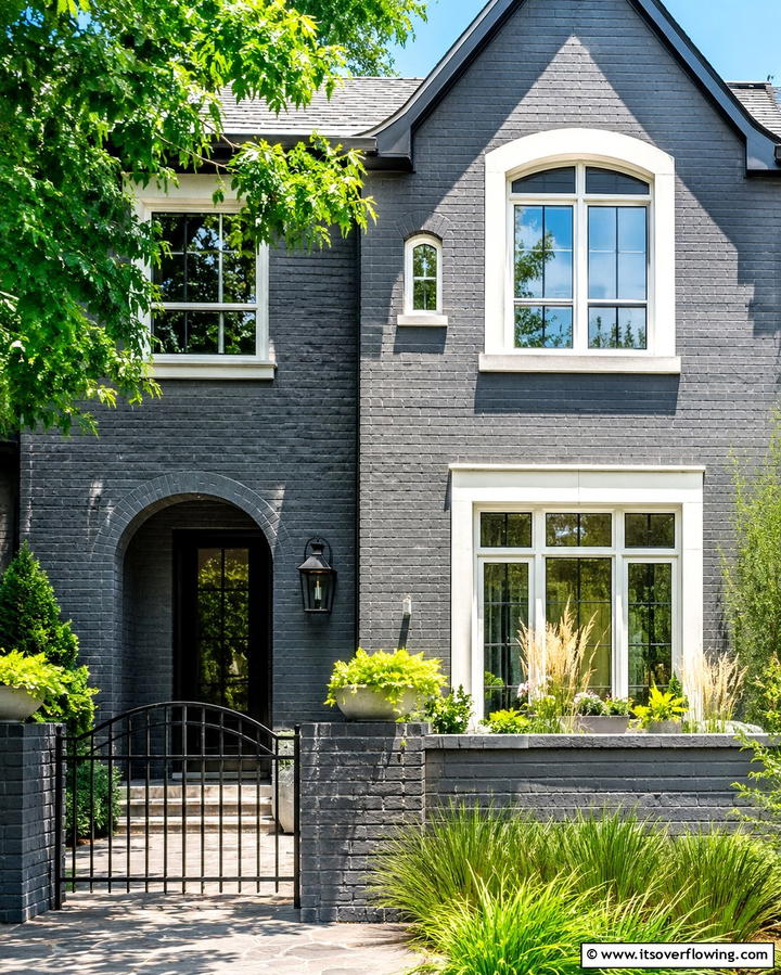 Charcoal Gray Sophistication - 25 Painted Brick Houses Ideas for a Fresh Look