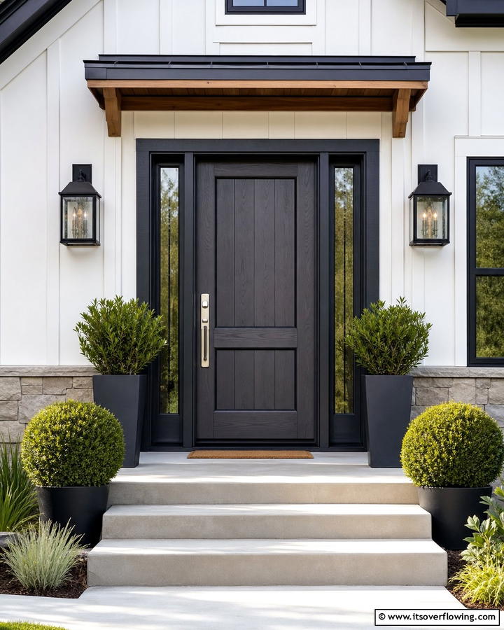 Charcoal Gray SophisticationOne - 20 Cedar Front Door Colors Ideas- Warm & Inviting