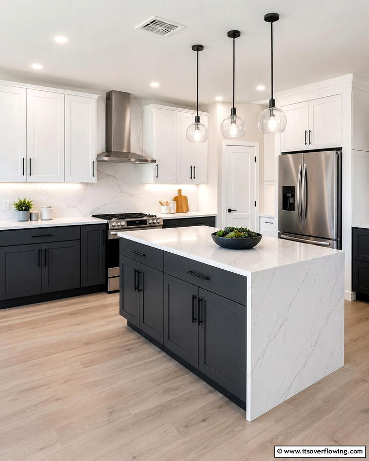 Charcoal Gray and White Sophistication - 25 Two-Tone Kitchen Cabinet Ideas for a Modern Look