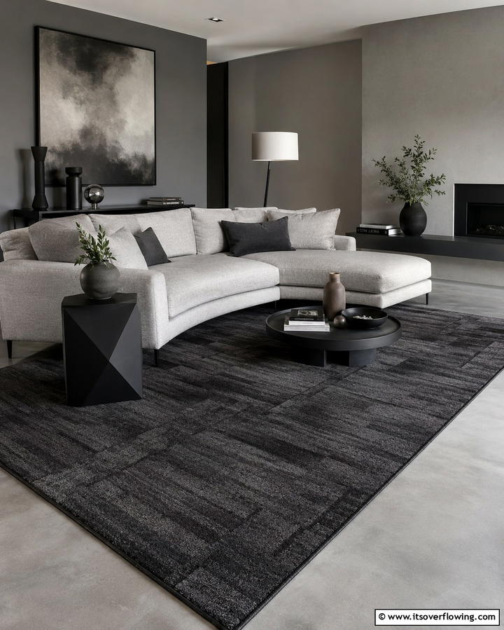 Charcoal Grey Rug for a Monochromatic Scheme - 20 Perfect Rug Colors to Pair with a Grey Couch for Any Room
