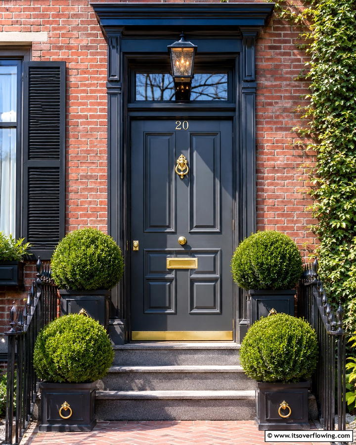 Charcoal Grey with Brass Details - 25 Grey Front Door Ideas for a Chic and Modern Entryway