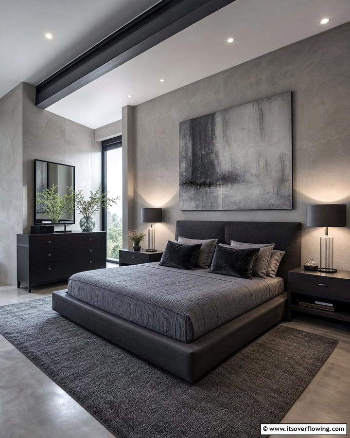Charcoal Monochromatic Scheme - 20 Charcoal Bedroom Ideas for a Sleek and Modern Look