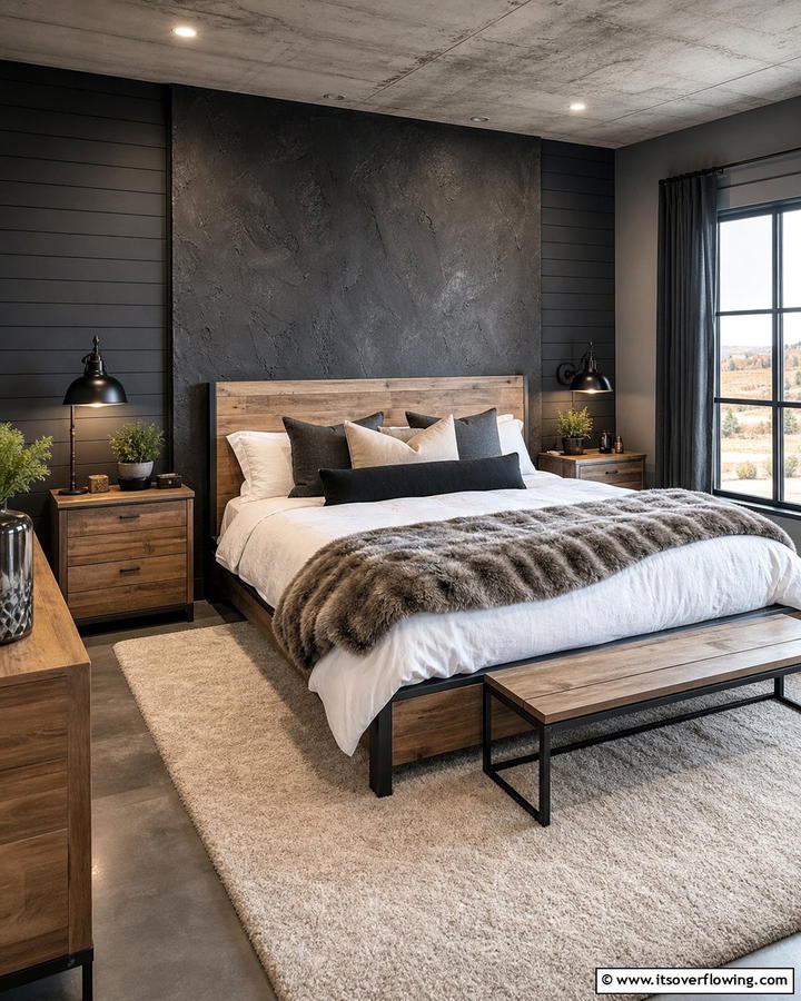 Charcoal Textured Walls - 20 Charcoal Bedroom Ideas for a Sleek and Modern Look