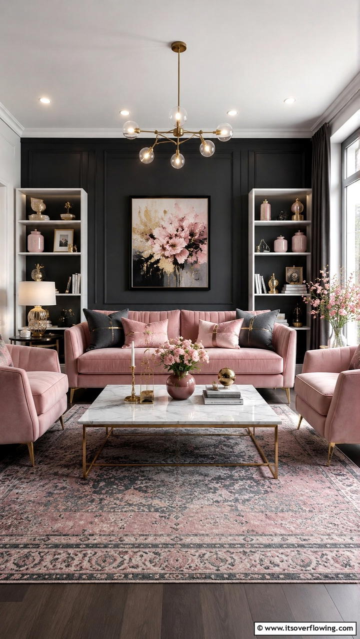 Charcoal and Blush Pink - 21 Two Colour Combinations for a Vibrant Living Room