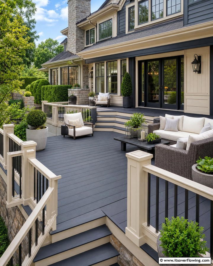 Charcoal and Cream Elegance - 30 Two-Tone Deck Color Schemes for Dynamic Outdoor Spaces