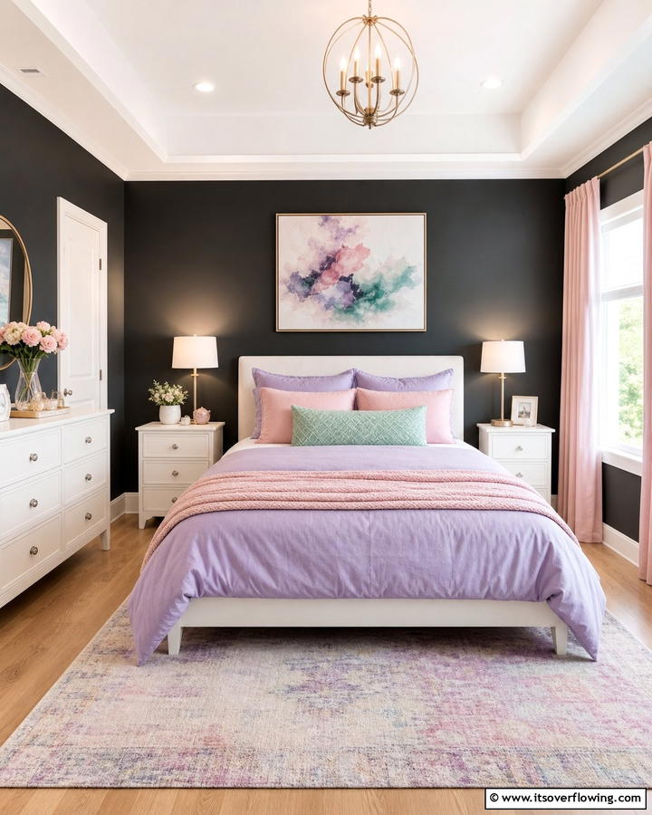 Charcoal and Pastel Pairing - 20 Charcoal Bedroom Ideas for a Sleek and Modern Look
