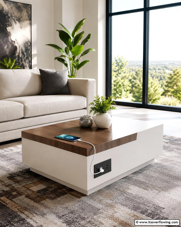 Charging Station in a Coffee Table - 25 Smart Charging Station Ideas for a Tidy Home