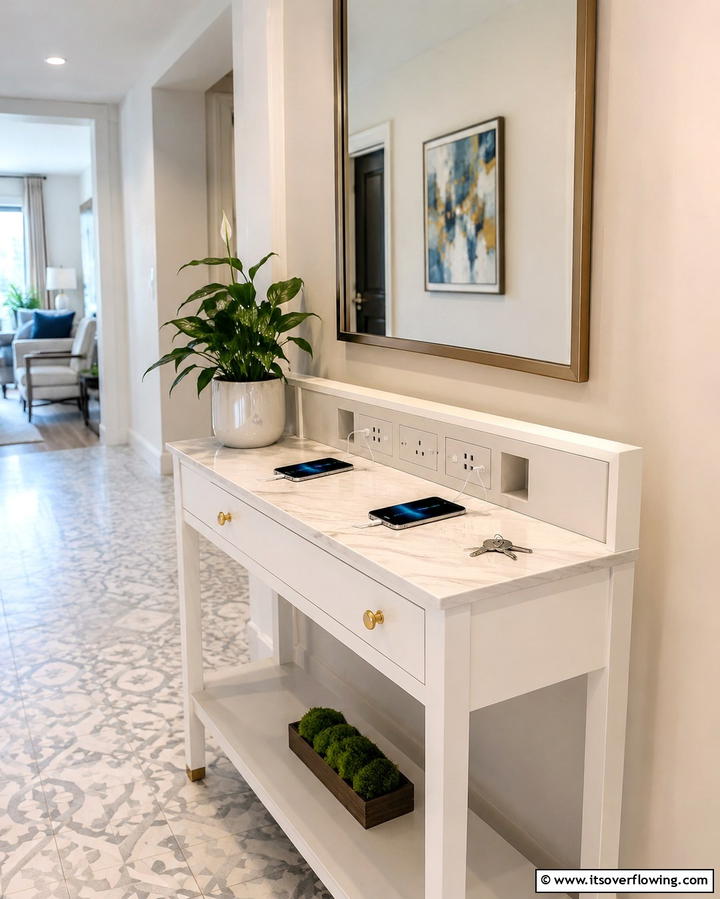 Charging Station in a Hallway Console - 25 Smart Charging Station Ideas for a Tidy Home