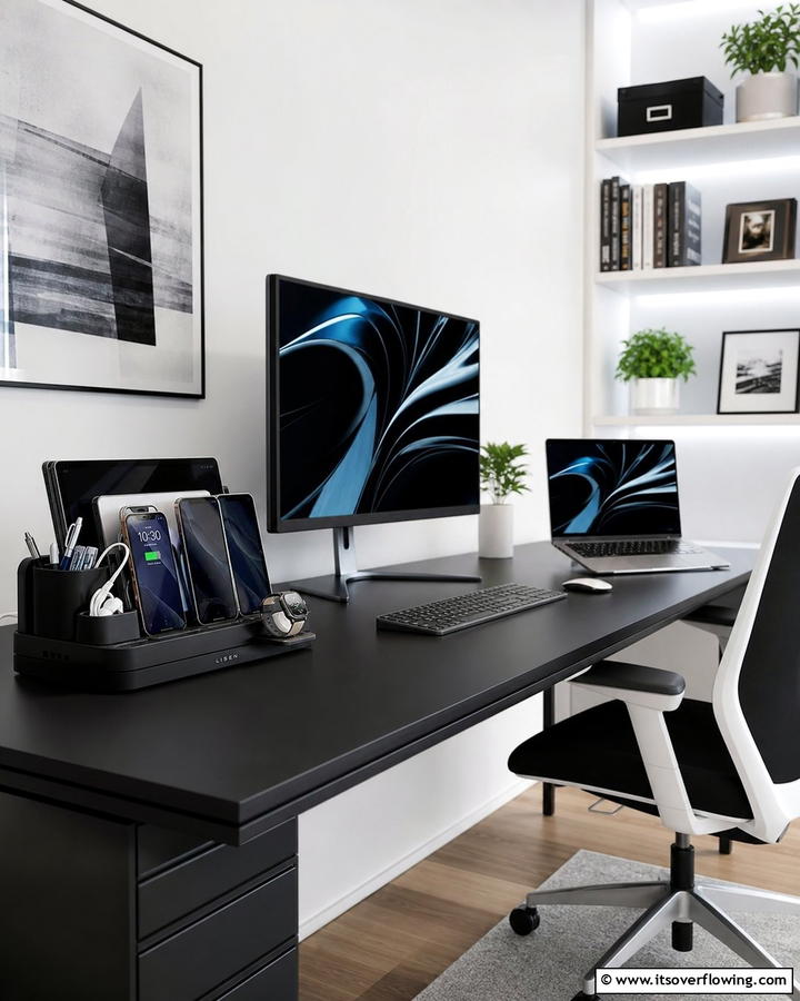 Charging Stations Integrated Organizers - 21 Desk Organization Ideas for Clutter-Free Workspaces