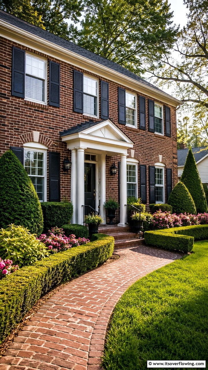 Charming Brick Facade Enhancement - 30 Brown Brick Exterior Home Ideas for Timeless Curb Appeal