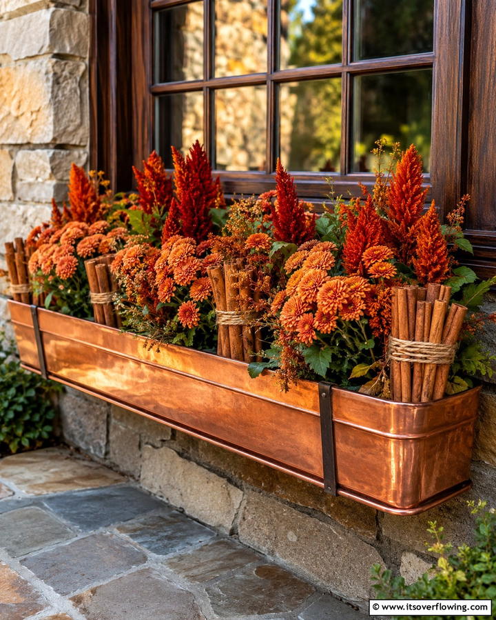 Charming Cider Spice - 30 Fall Window Box Ideas for Autumn-Inspired Floral Displays
