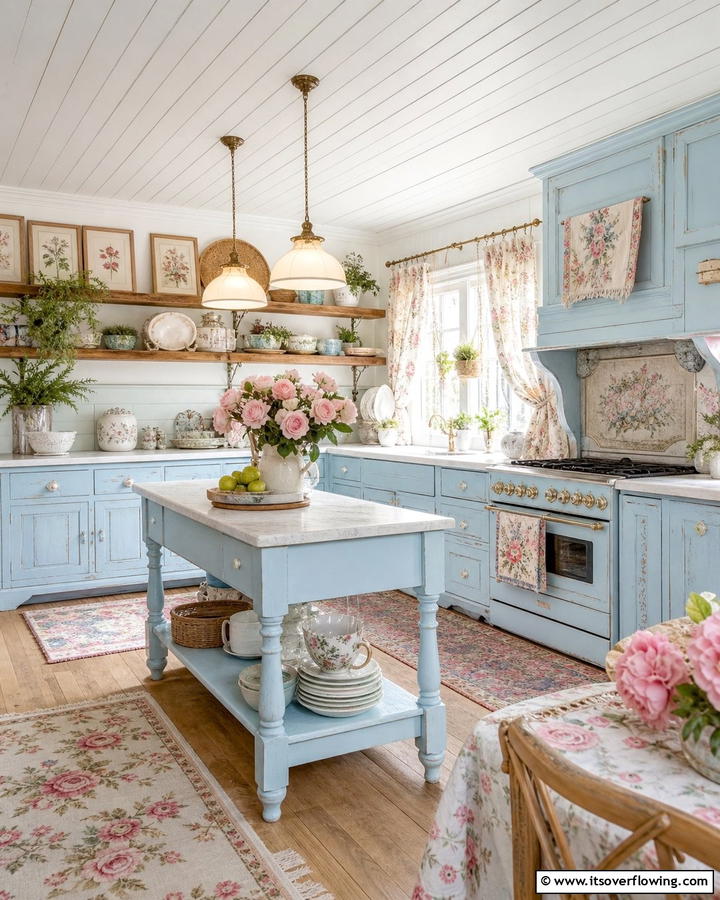 Charming Cottage Appeal - 21 Blue Farmhouse Kitchen Cabinet Ideas for Rustic Charm