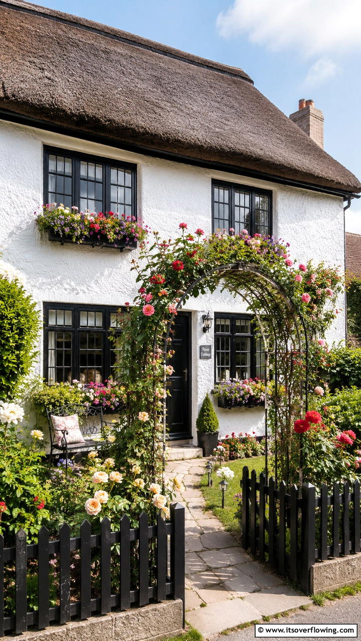Charming Cottage with Black Window Details - 30 Modern House Designs With Black Windows Inspiration