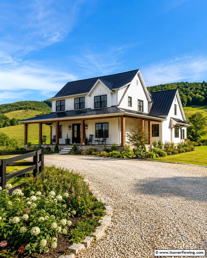 Charming Country Escape - 30 Houses with Black Roofs- Modern Exterior Design Inspiration