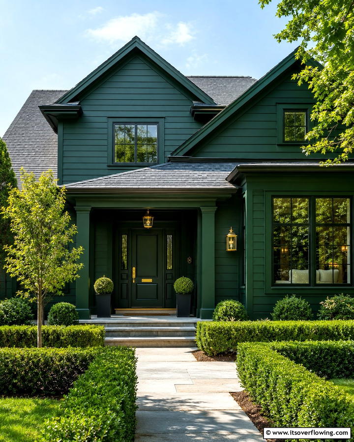 Charming Emerald Accents - 30 Green Exterior Paint Colors for Curb Appeal
