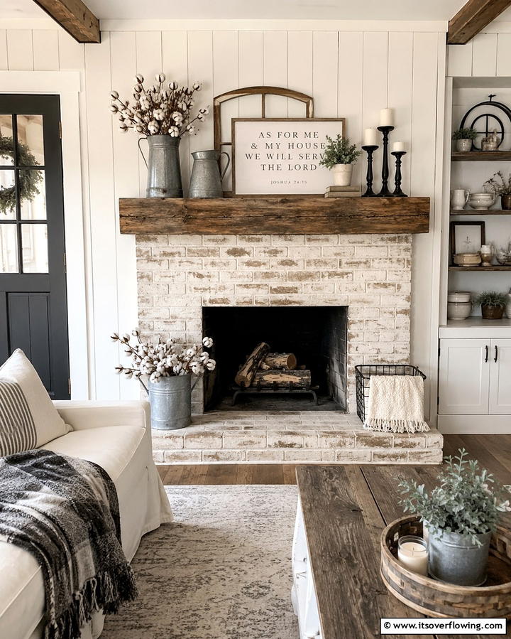 Charming Farmhouse Flair - 30 Fireplace Paint Color Ideas for a Fresh Update
