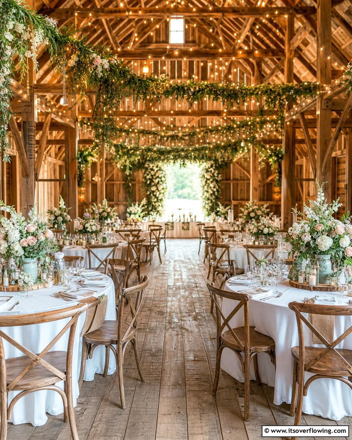 Charming Floral Arrangements - 21 Barn Wedding Ideas for a Rustic and Romantic Celebration