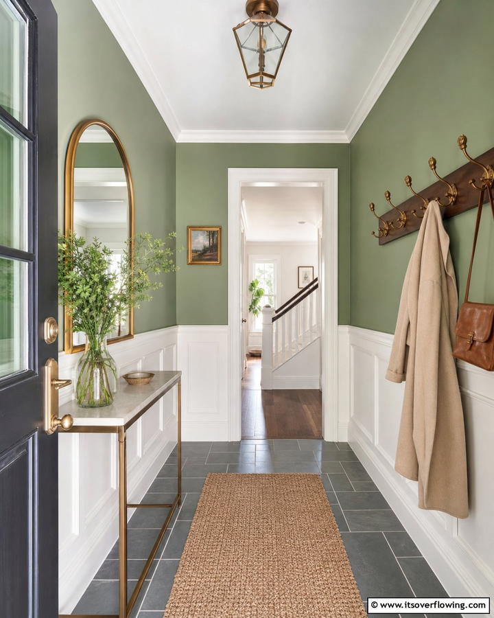Charming Foyer Touch - 21 Sage Green Paint Inspirations for Calming Interiors