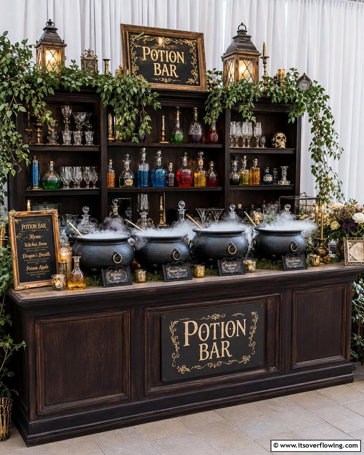 Charming Potion Bar Experience - 30 Harry Potter Wedding Ideas- Enchanting Themed Celebrations
