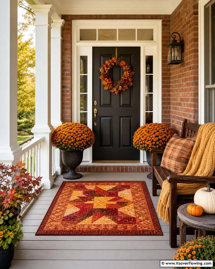 Charming Quilted Mats - 21 Fall Porch Decor Ideas for a Warm Autumn Welcome