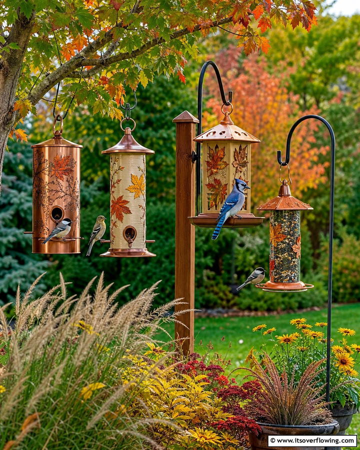 Charming Seasonal Bird Feeders - 21 Fall Outdoor Decorating Ideas for a Cozy Vibe