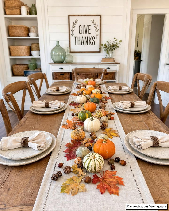 Charming Table Scatter Decor - 21 Festive Thanksgiving Table Decor Ideas for Family Gatherings