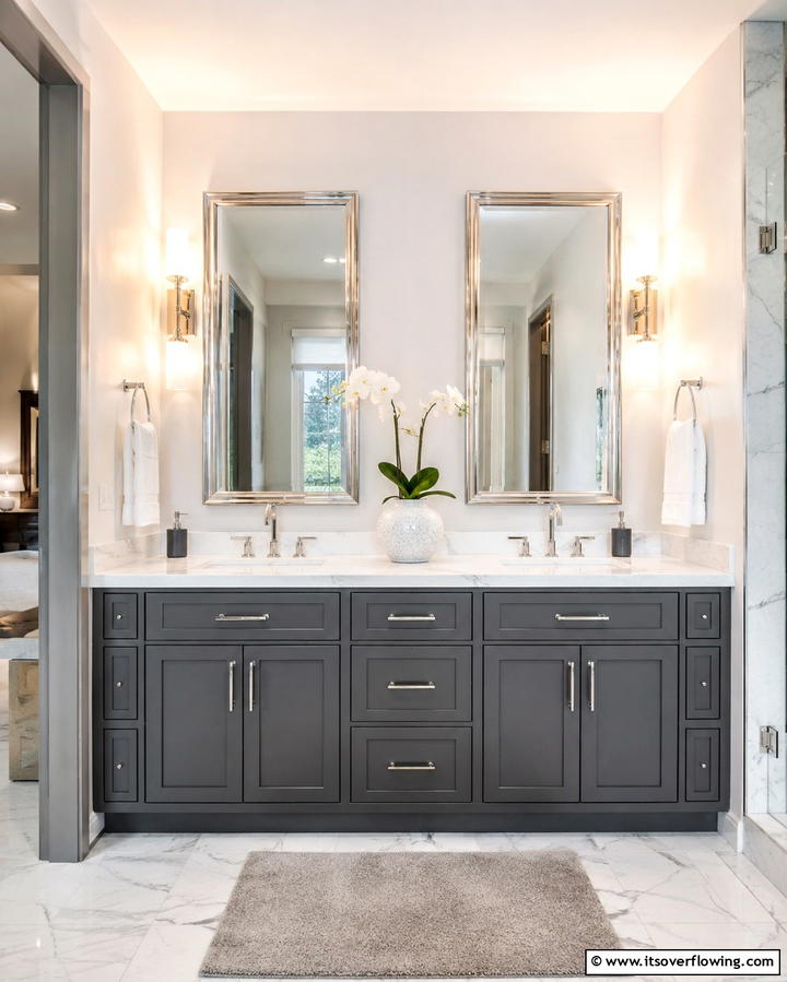 Charming Vanity Ensemble - 30 Grey and White Bathroom Ideas for Modern Serenity