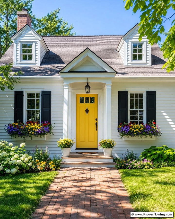 Charming Yellow Welcome - 21 Front Door Color Ideas to Boost Your Home’s Curb Appeal