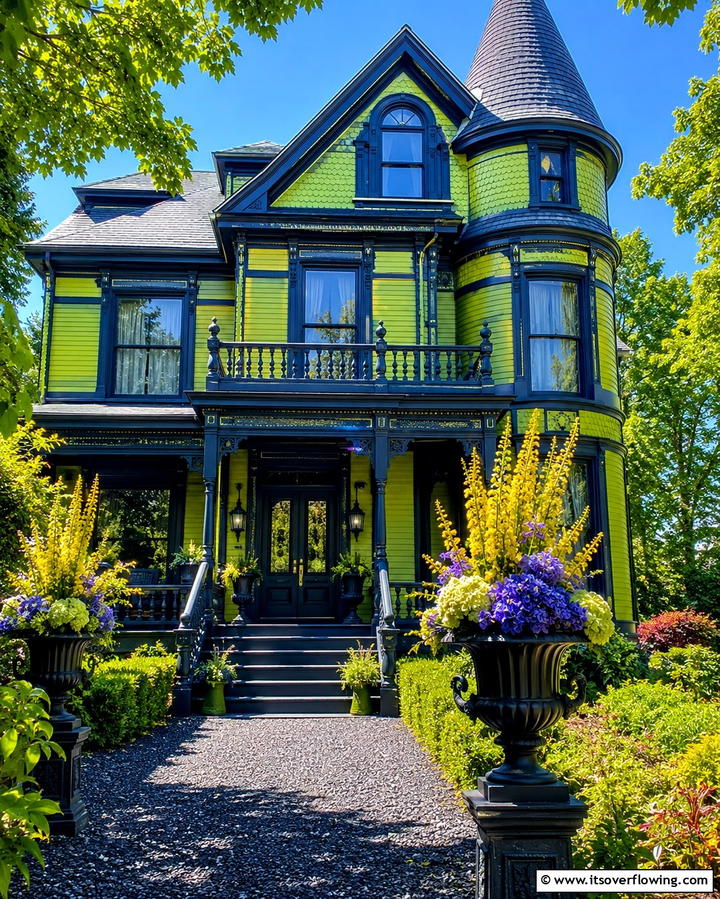 Chartreuse Green Boldness - 25 Green Victorian House Colors for Historic Charm