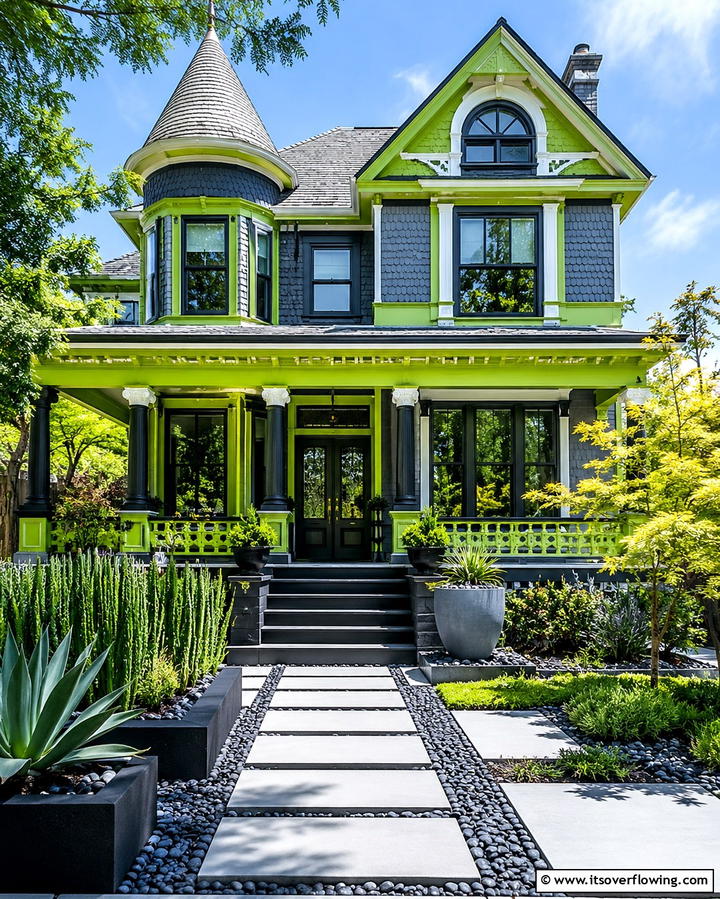 Chartreuse Green Vibrance - 25 Green Victorian House Colors for Historic Charm