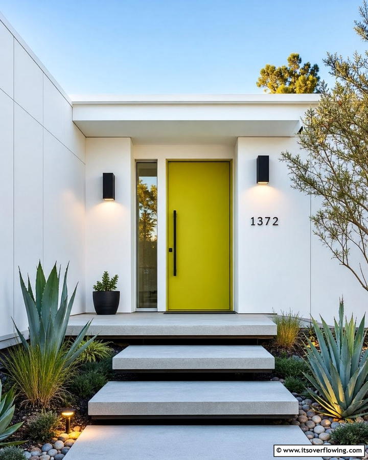 Chartreuse for Bold Modernity - 20 Green Front Door Ideas to Welcome Guests in Style