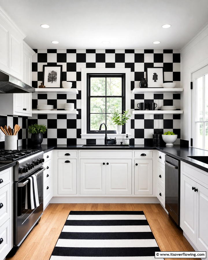 Checkerboard Backsplash - 25 Black and White Kitchen Backsplash Ideas