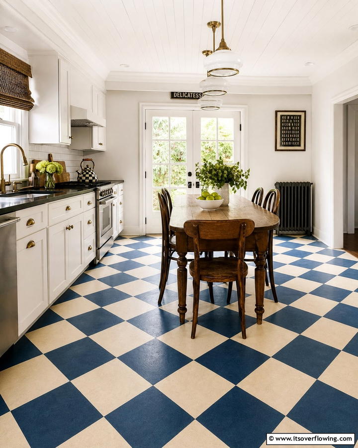 Checkerboard Elegance - 20 Indoor Concrete Floor Paint Ideas for a Modern Look
