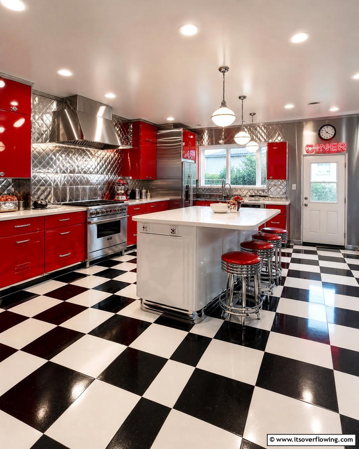 Checkerboard Flooring - 25 Retro Kitchen Ideas for a Vintage Vibe