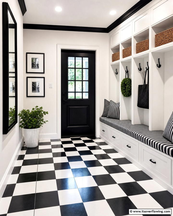 Checkerboard Flooring - 20 Mudroom Floor Ideas to Elevate Your Entryway