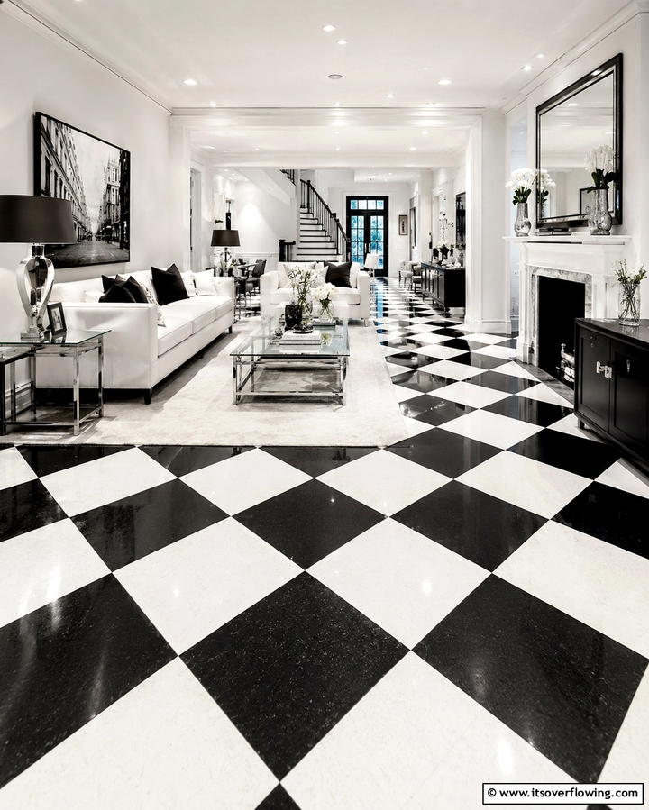Checkerboard Floors - 25 Black and White Living Room Ideas for a Classic Look