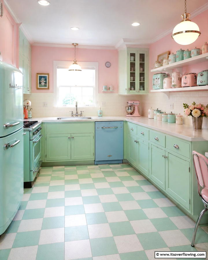 Checkerboard Floors - 25 1950s Kitchen Ideas for a Retro Home Makeover