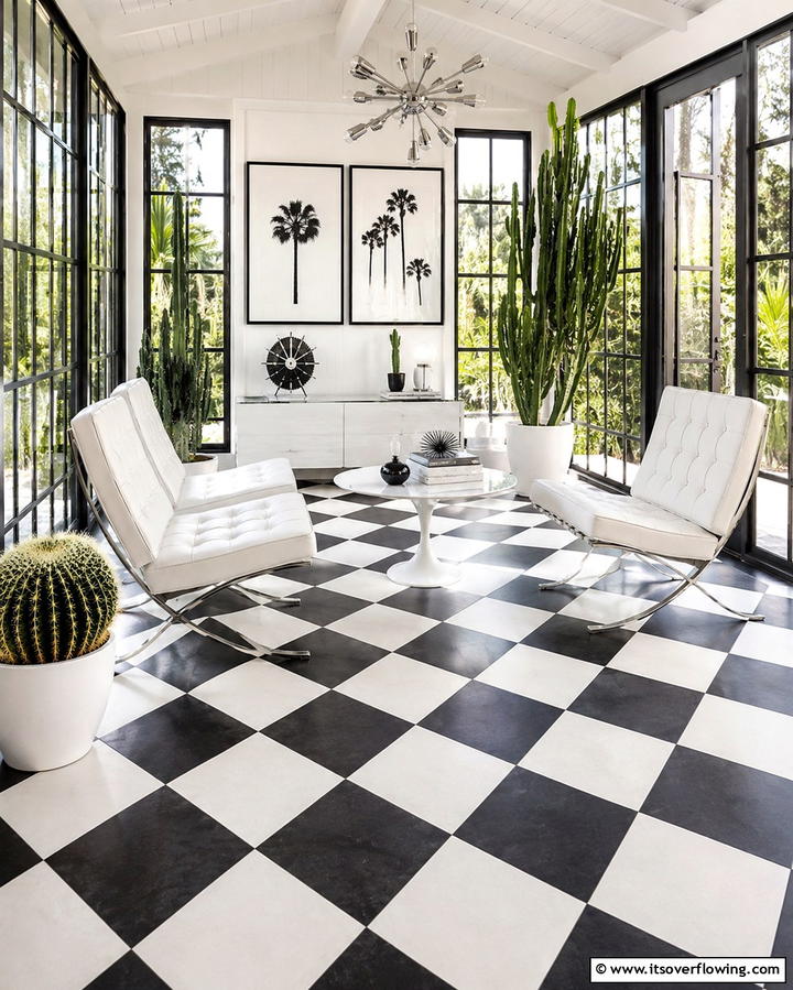 Checkerboard Pattern Tiles - 20 Sunroom Tile Floor Ideas for Durable and Stylish Floors