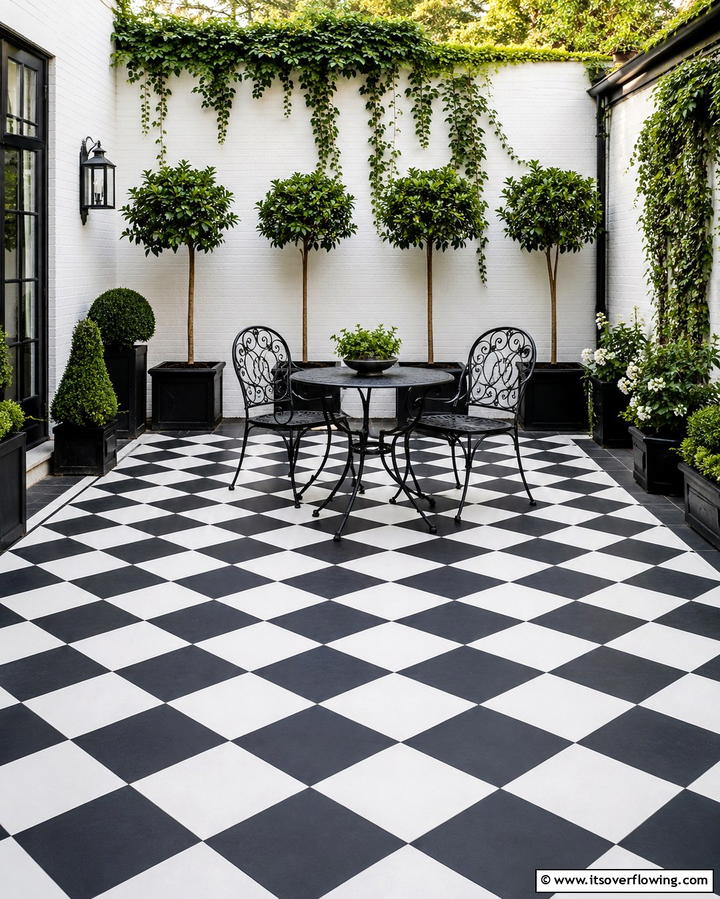 Checkerboard Tiles - 25 Patio Tile Ideas to Upgrade Your Outdoor Flooring