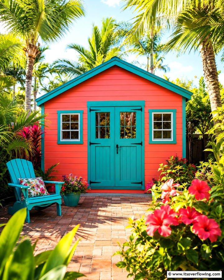Cheerful Coral - 25 Shed Color Ideas to Brighten Your Outdoor Space