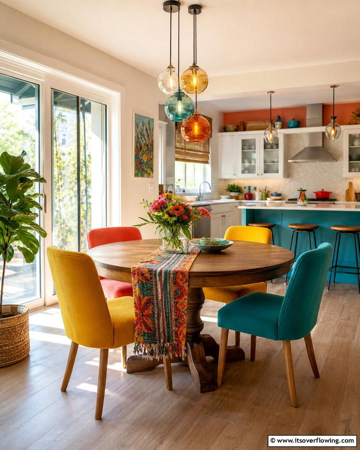Cheerful Dining Furniture - 21 Colorful Kitchen Ideas to Energize Your Cooking Space