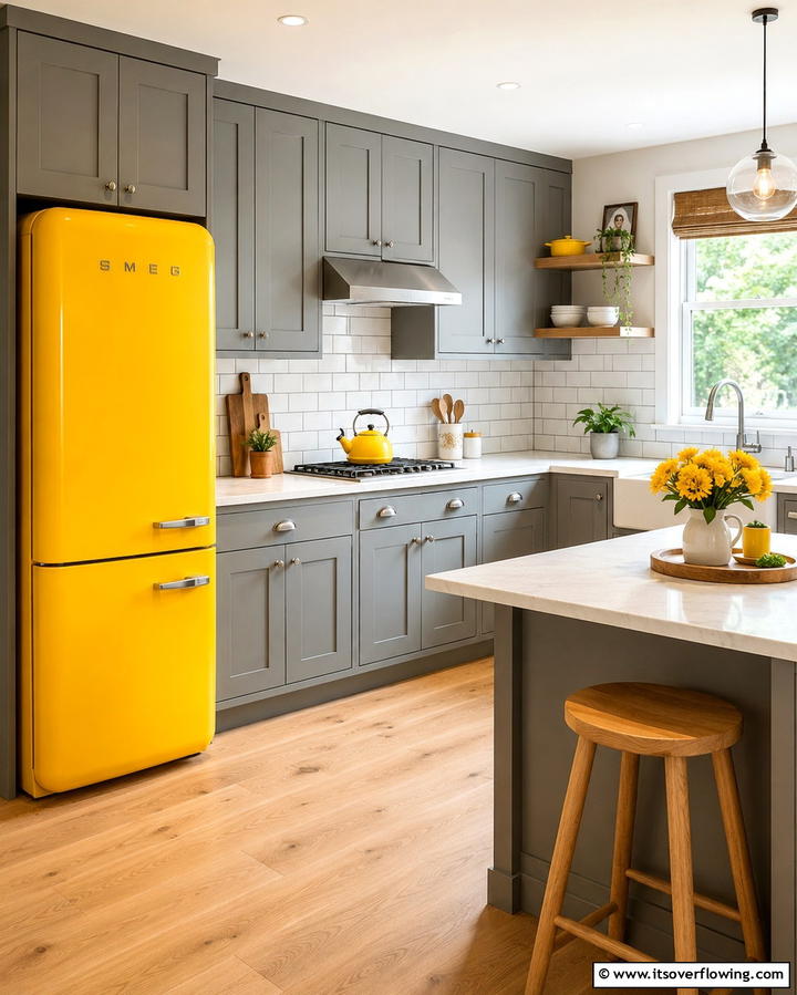 Cheerful Vibes with Yellow Appliances - 25 Stylish Kitchen With Colored Appliances Ideas