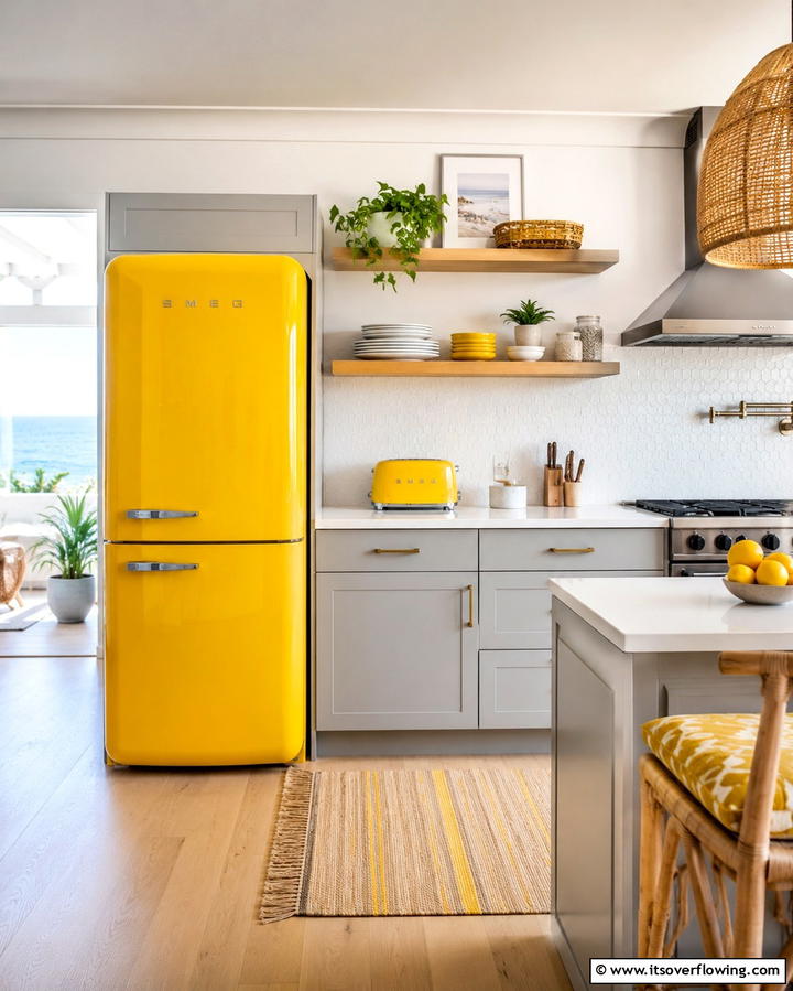 Cheerful Yellow Appliances for a Sunny Vibe - 25 Stylish Kitchen With Colored Appliances Ideas