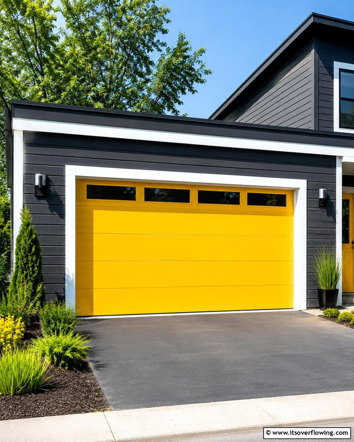 Cheerful Yellow Pop - 25 Garage Door Paint Ideas to Boost Curb Appeal