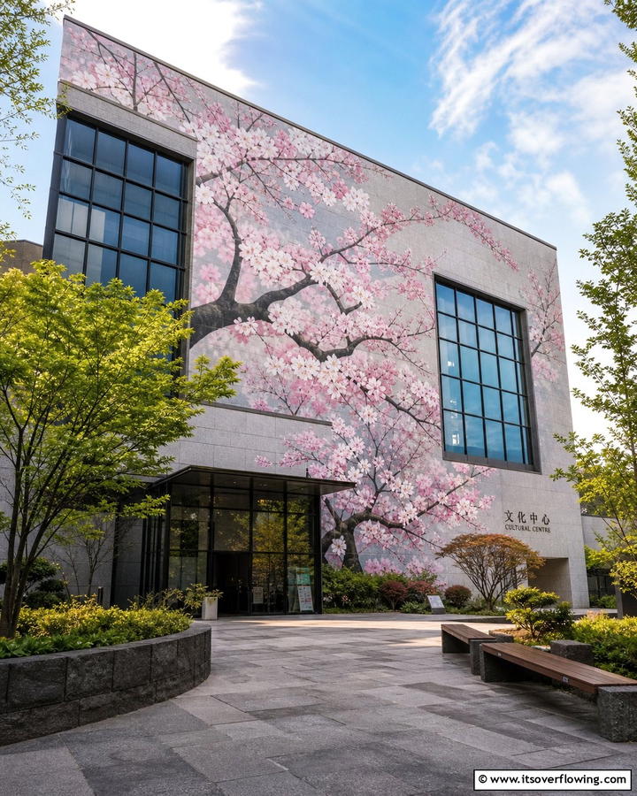 Cherry Blossom Serenity - 20 Stunning Flower Murals on Buildings Around the World