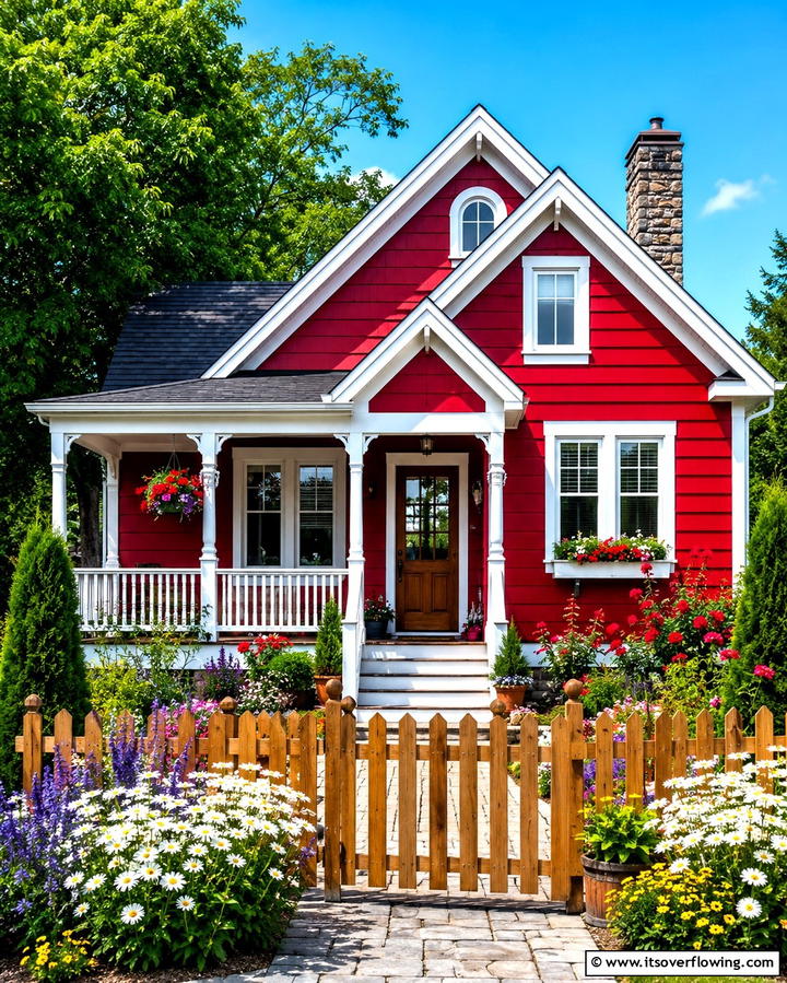 Cherry Red Delight - 25 Red Home Exterior Ideas to Boost Curb Appeal
