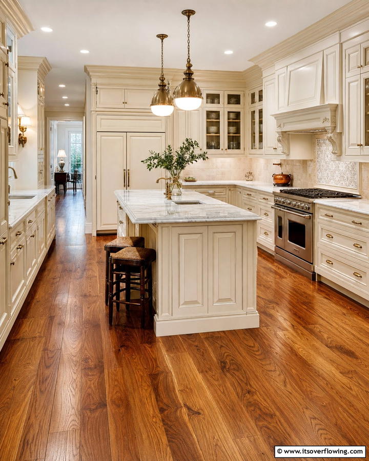 Chestnut Wood Floors for Classic Appeal - 20 Kitchens With Wood Floors for a Warm and Inviting Feel
